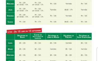 horaires déchèteries