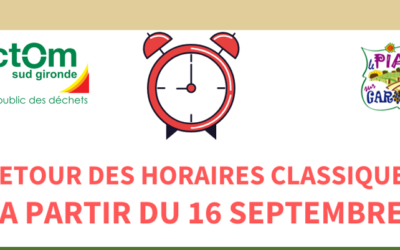 Horaires des déchèteries -> retour à la normale le 16.09.22