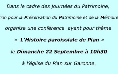Conférence : « l’histoire paroissiale de Pian »